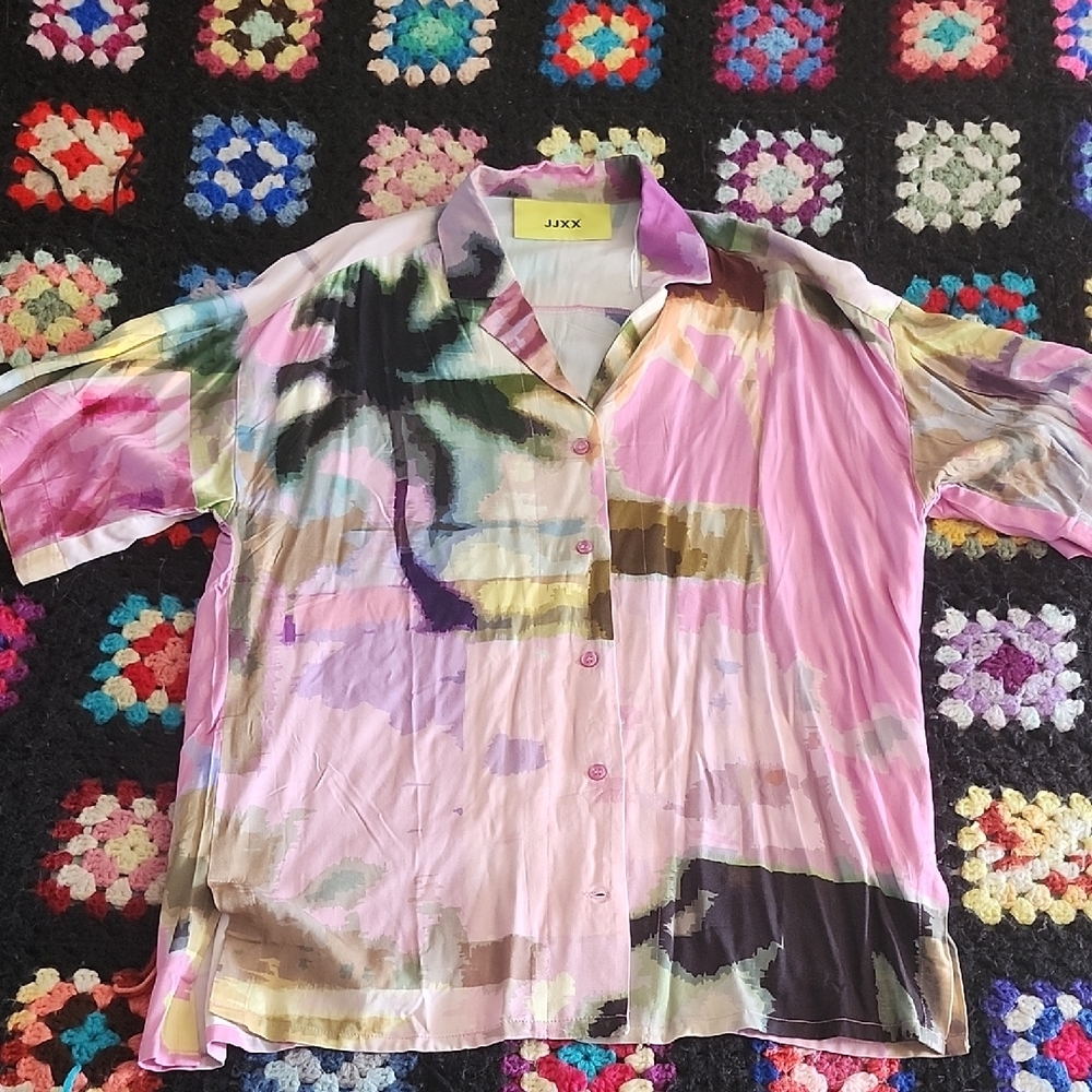 Colorful Abstract Button-Up Shirt